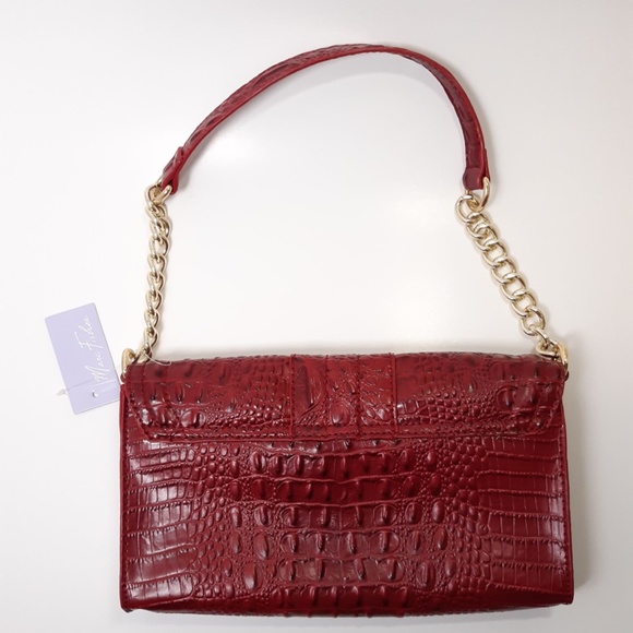 Marc Fisher Red Shoulder Bag Purse Crocodile Nwt - Picture 3 of 6
